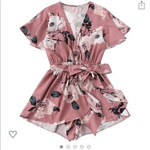 XL mauve floral romper NWT